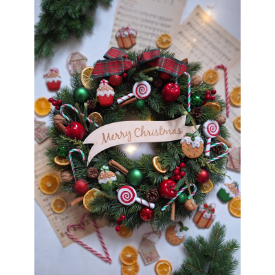 Słodki wianek Merry Christmas